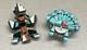 Pair Of Native American Pin Brooches Zuni Sterling Silver
