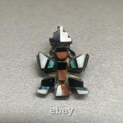 Pair of Native American Pin Brooches Zuni Sterling Silver