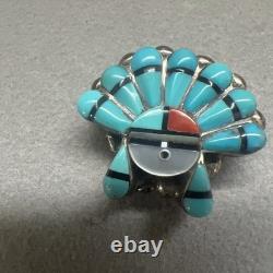 Pair of Native American Pin Brooches Zuni Sterling Silver