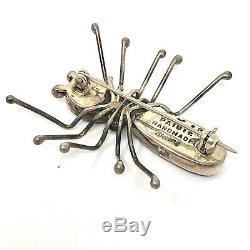 Paiute Spider Pin Bug Brooch 1.75in Sterling Turquoise 9g VTG Native American 1