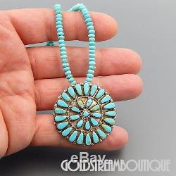 Paulinus Boone Zuni Sterling Silver Turquoise Petit Point Pendant Pin Necklace