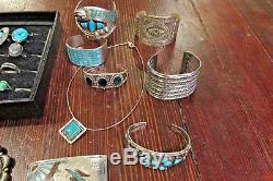 Pawn sterling turquoise lot rings bracelets necklaces pin belt buckle 806 grams