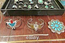 Pawn sterling turquoise lot rings bracelets necklaces pin belt buckle 806 grams