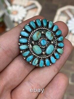 Petit Point LARRY MOSES BEGAY LMB Sterling Silver & Turquoise Pin/Pendant