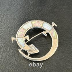 Pink Gilson Opal Gecko Lizard Navajo Sterling Silver Inlay Pin Pendant 1.520223