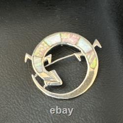 Pink Gilson Opal Gecko Lizard Navajo Sterling Silver Inlay Pin Pendant 1.520223