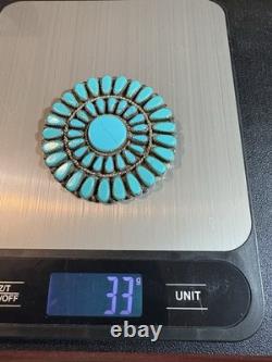 Possibly Larry Moses Begay Navajo Sterling Silver Turquoise Cluster Pin Brooch