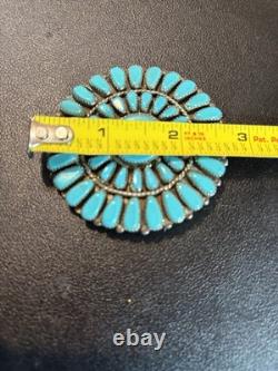 Possibly Larry Moses Begay Navajo Sterling Silver Turquoise Cluster Pin Brooch
