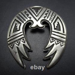 Powerful VINTAGE HOPI Sterling Silver Overlay PIN/BROOCH Naja Shawl Wings