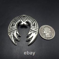 Powerful VINTAGE HOPI Sterling Silver Overlay PIN/BROOCH Naja Shawl Wings