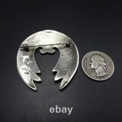 Powerful VINTAGE HOPI Sterling Silver Overlay PIN/BROOCH Naja Shawl Wings