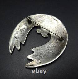 Powerful VINTAGE HOPI Sterling Silver Overlay PIN/BROOCH Naja Shawl Wings