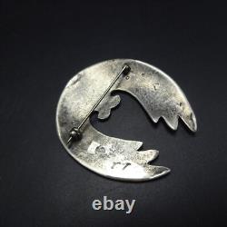 Powerful VINTAGE HOPI Sterling Silver Overlay PIN/BROOCH Naja Shawl Wings