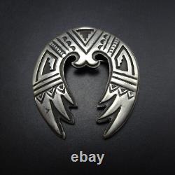 Powerful VINTAGE HOPI Sterling Silver Overlay PIN/BROOCH Naja Shawl Wings