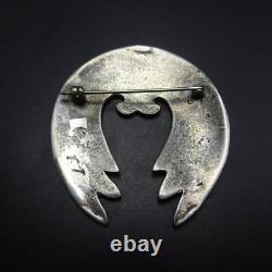Powerful VINTAGE HOPI Sterling Silver Overlay PIN/BROOCH Naja Shawl Wings