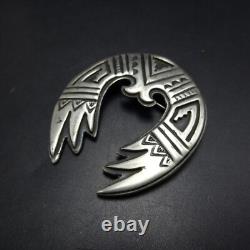 Powerful VINTAGE HOPI Sterling Silver Overlay PIN/BROOCH Naja Shawl Wings