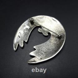 Powerful VINTAGE HOPI Sterling Silver Overlay PIN/BROOCH Naja Shawl Wings