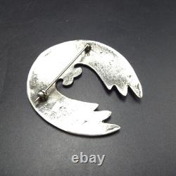 Powerful VINTAGE HOPI Sterling Silver Overlay PIN/BROOCH Naja Shawl Wings