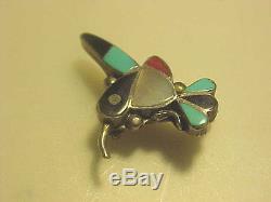 Precious Ellen Quandelacy (1924-2002) Hummingbird Pin- ZUNI- Inlay