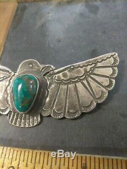 RARE Fred Harvey NAVAJO STERLING THUNDERBIRD Pin tested ready to wear Nice