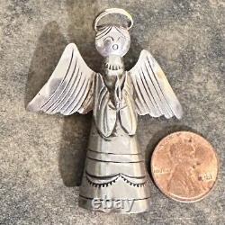 RARE Large Vintage Cecil Perry Navajo 3D Angel 925 Sterling Silver Pin / Brooch