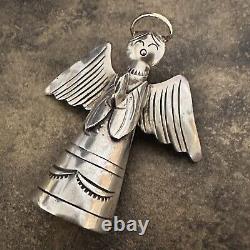 RARE Large Vintage Cecil Perry Navajo 3D Angel 925 Sterling Silver Pin / Brooch