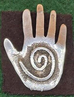 RARE! Native American Navajo Timm Lewis Healing Hand Sterling Brooch Pin Pendant