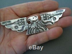 RARE Native American Sterling Silver Thunderbird Whirling Logs Stamped Pin