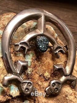 RARE Navajo Ambrose Lincoln Sterling & Gem Turquoise Rainbow Warrior Brooch Pin