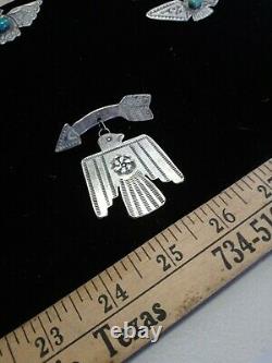 RARE OLD PAWN VINTAGE NAVAJO FRED HARVEY STERLING THUNDERBIRD PIN. With Arrow