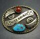 Rare Old Vintage Miss Navajo 53 55 Sterling Silver Turquoise Carnelian Pin