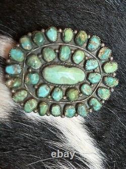 RARE Vintage Navajo Native American Sterling Silver & Turquoise Brooch F Enrico