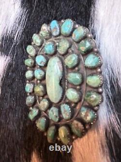 RARE Vintage Navajo Native American Sterling Silver & Turquoise Brooch F Enrico