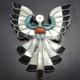 Rare Vintage Zuni Dixon Shebola Sterlingsilver Inlay Pin Turquoise Coral Jet Mop