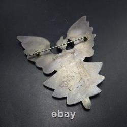 RARE Vintage Zuni DIXON SHEBOLA SterlingSilver INLAY PIN Turquoise Coral Jet MOP