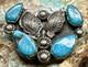 Rare Vintage Zuni Dan Simplicio Handmade Sterling & Turquoise Blossom Brooch Pin