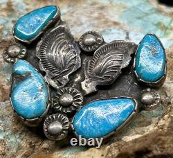 RARE Vintage Zuni Dan Simplicio Handmade Sterling & Turquoise Blossom Brooch Pin
