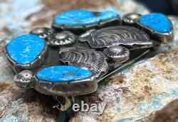 RARE Vintage Zuni Dan Simplicio Handmade Sterling & Turquoise Blossom Brooch Pin