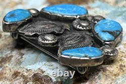 RARE Vintage Zuni Dan Simplicio Handmade Sterling & Turquoise Blossom Brooch Pin
