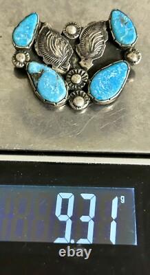 RARE Vintage Zuni Dan Simplicio Handmade Sterling & Turquoise Blossom Brooch Pin