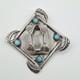 Read Vtg Old Pawn 925 Sterling Silver Leaves & Turquoise Watch Pendant Brooch