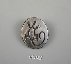RIcky Coochwytewa Hopi Indian Sterling Silver Pin / Pendant Lizard