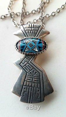 RODERICK TENORIO for Carolyn Pollack Mosaic Sterling Silver Necklace Pendant Pin