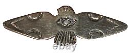 Ra Navajo Sterling Silver Native Thunderbird Artisan 3 Smokes Trading Brooch Pin