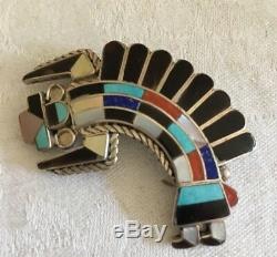 Rare 1970s 2 Zuni Rainbow Man pendant/pin Margie Quinton Quam sterling 10g