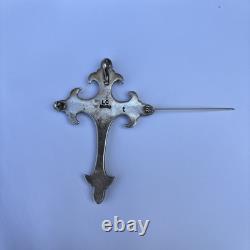Rare! 925 Sterling Silver With Coral Navajo Pendant/Brooch By Lee Charley, Jr