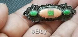 Rare Aldrich Art Sterling Silver Coral Turquoise Pin