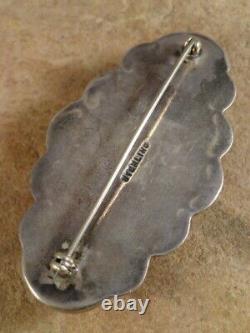 Rare Large Vintage Heavy Navajo Stamped Sterling Silver Pin