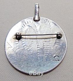 Rare Lawrence Saufkie Hopi sterling silver overlay pin pendant