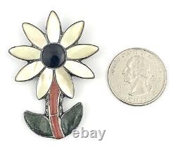 Rare Native American Zuni Porfilio Sheyka Multistone Sunflower Daisy Brooch Pin